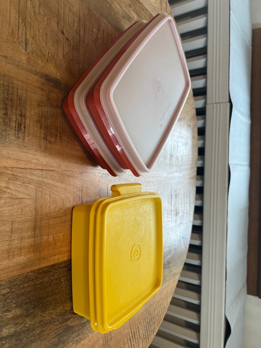 3 Square/Rectangle Vintage Tupperware Containers with Lids
